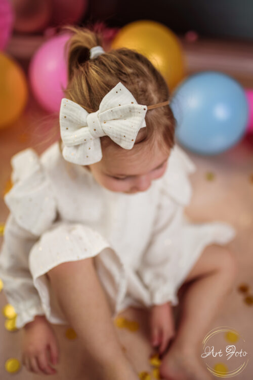 Alternative view of Zestaw sukienek Mama&Córka Muślinowych Biel Śmietankowa z drobinkami