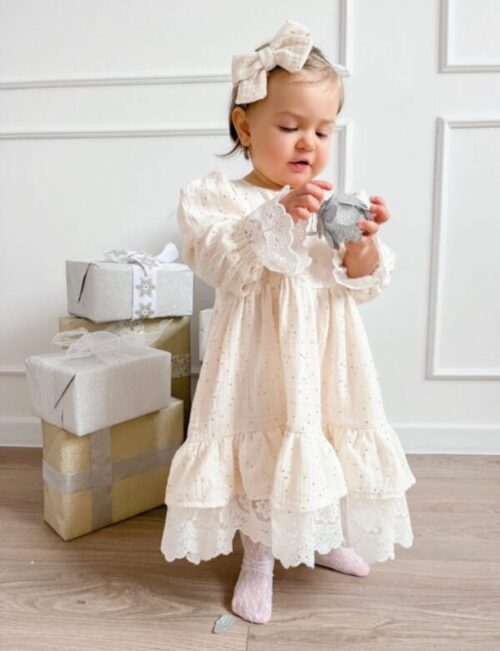 Alternative view of Sukienka Muślinowa z koronką 62-128