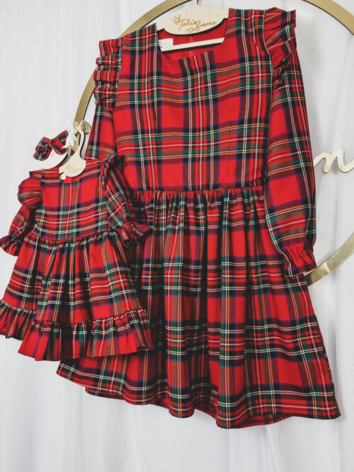 Zestaw sukienek Mama&Córka Krata Czerwień