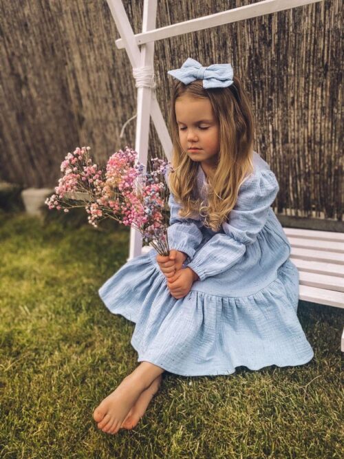 Alternative view of Sukienka Muślinowa Niebieska 74-128