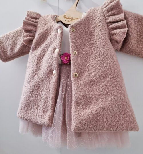 Alternative view of Płaszcz Boucle z pagonami gładki i złotymi guzikami 2 kolory i 2 podszewki do wyboru