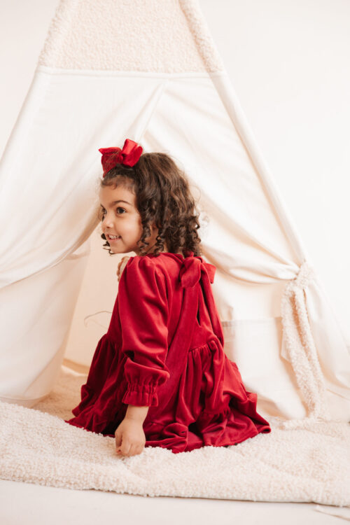 Alternative view of Sukienka Welurowa Czerwień 62-128