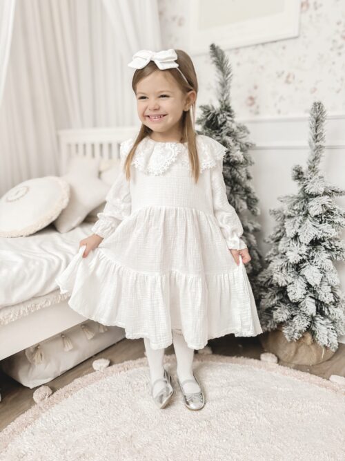 Alternative view of Sukienka Muślinowa z kołnierzem 62-128