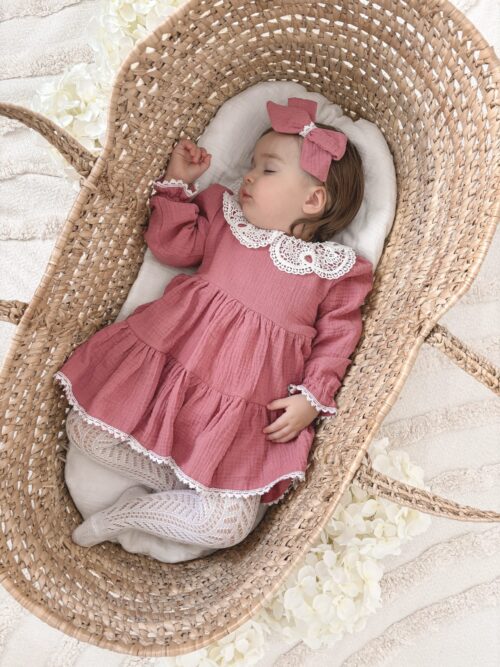 Sukienka Muślinowa z kołnierzem 62-128