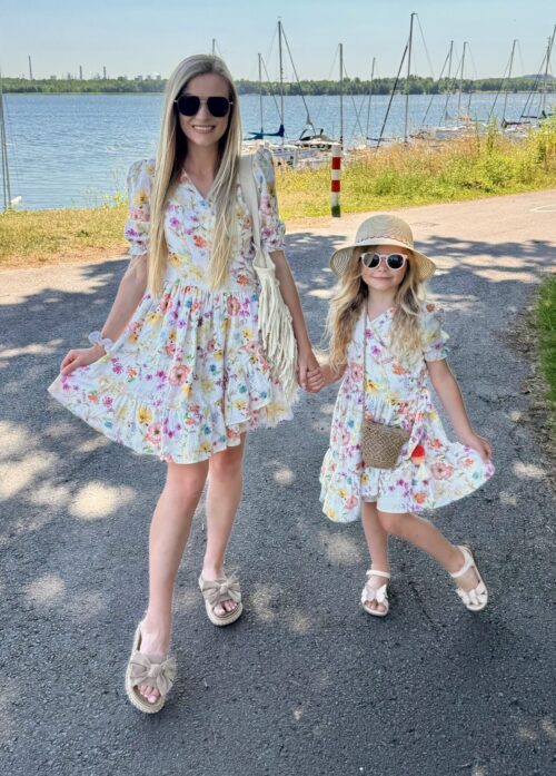 Zestaw sukienek Mama&Córka Muślinowych Kwiaty